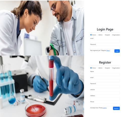 Blood Bank Management Website Authentication Page